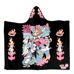 Nekomata Hooded Blanket -Deals Mode Raft Store NekomataBLKHoodedBlanket