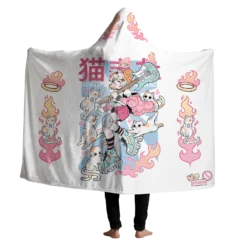 Nekomata Hooded Blanket -Deals Mode Raft Store NekomataWHTHoodedBlanket2