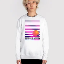 The World Is Yours Sweatshirt -Deals Mode Raft Store TheWorldIsYours sweat Wht fullsize