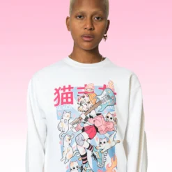 Nekomata Sweatshirt -Deals Mode Raft Store nekomatawhiteGraphicsweaters