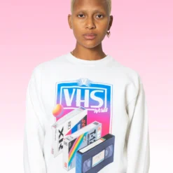 VHS World Sweatshirt -Deals Mode Raft Store vhsworldwhiteGraphicsweaters