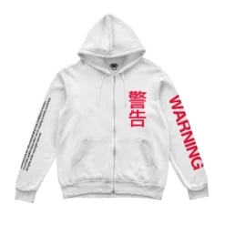 WARNING! Zip Up Hoodie -Deals Mode Raft Store warningwhitefrontZIP UP